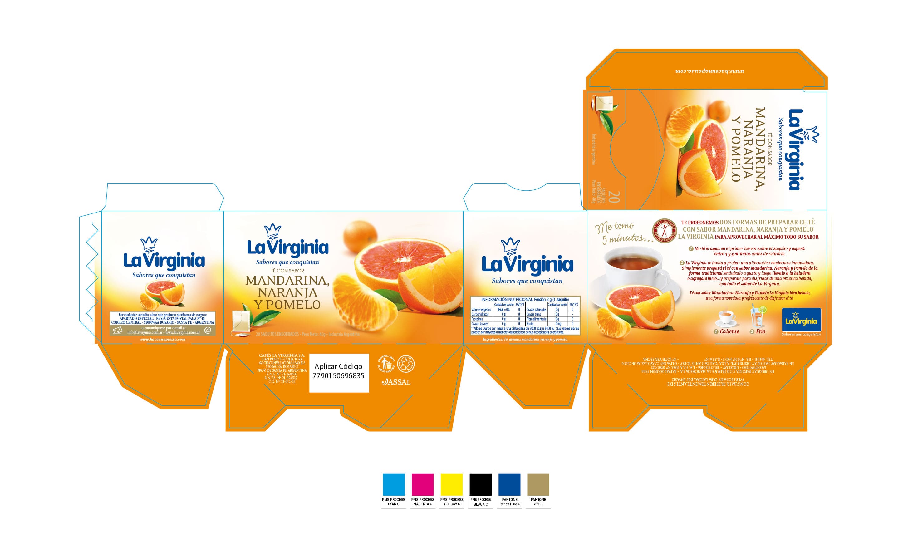 La Virgina Tangerine, Orange and Grapefruit Tea Packaging Dieline