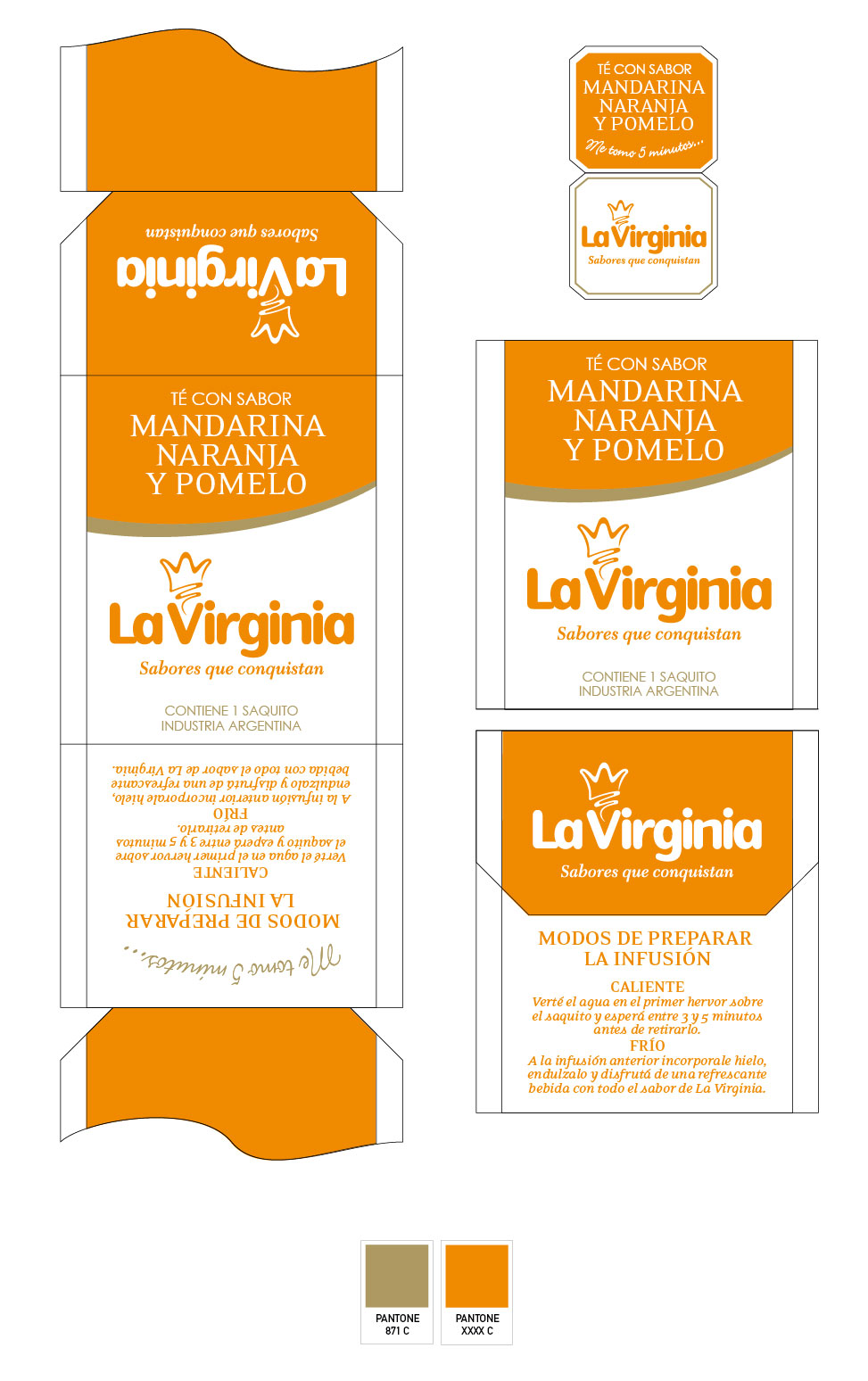 La Virgina Tangerine, Orange and Grapefruit Tea bag Dieline