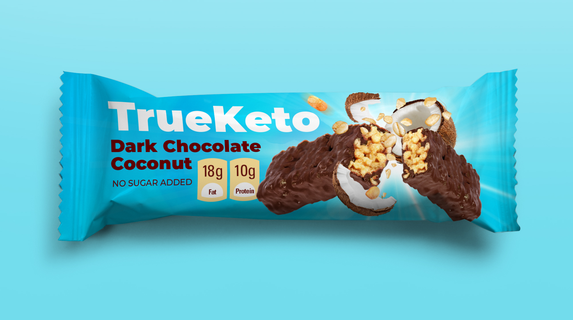 Dark Chocolate Coconut TrueKeto Bar Mockup